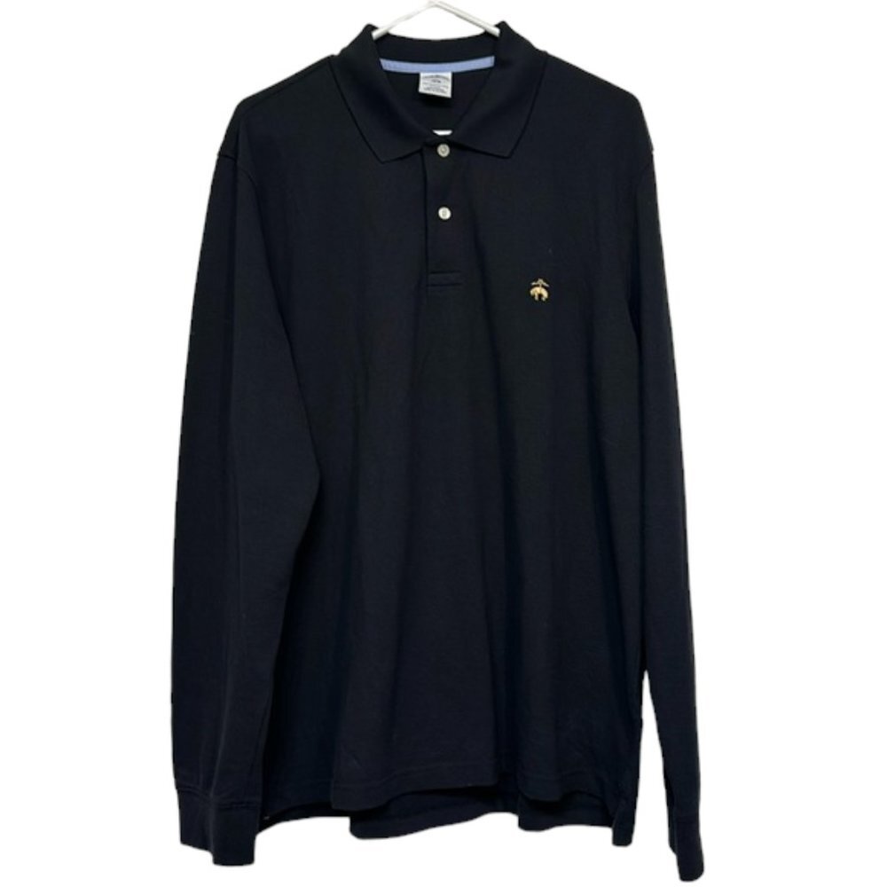 Brooks Brothers Black Performance Slim Fit L/S Icon Polo Shirt Pullover Size XL